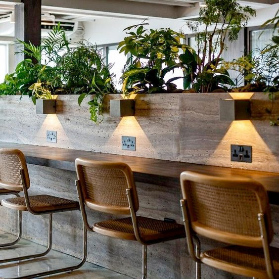 Coffee shop tables equipped with charging outlets